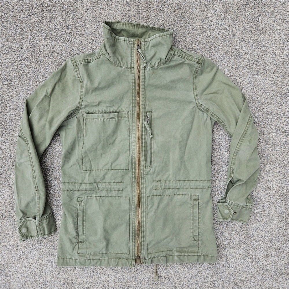 Madewell Fleet Army Green Military Cargo Utility Jacket Zip Up Coat Womens XS